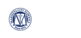 Logo of Marietta City Schools featuring a circular emblem with the text Marietta City Schools and Since 1892, surrounding a stylized M and caduceus symbol.